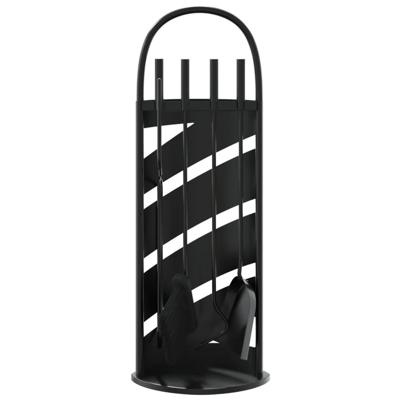 Set Attrezzi per Camino Caminetto Kit 5 pz 23x15x66 cm in Acciaio Colore Nero