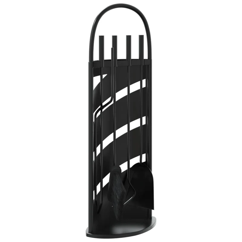Set Attrezzi per Camino Caminetto Kit 5 pz 23x15x66 cm in Acciaio Colore Nero