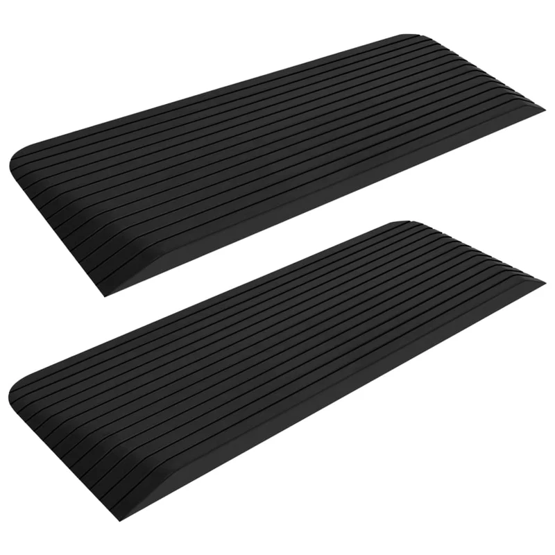Rampe per Soglia Nero in Gomma in Gomma Robusta Antiscivolo 2 pz 110x41x5 cm
