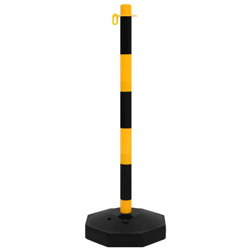 Set di Pali Stradali con Catena in Plastica Giallo e Nero di 10m 90cm Catena 10m