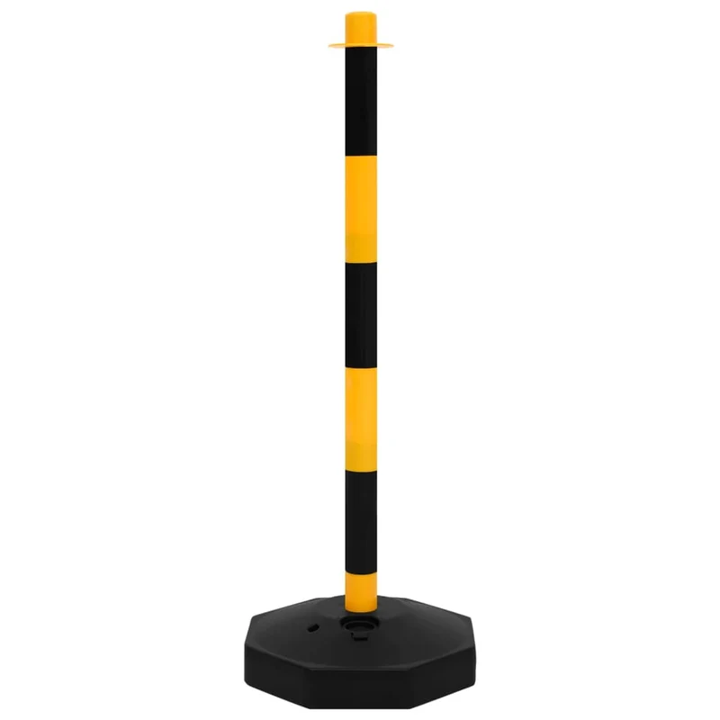 Set di Pali Stradali con Catena in Plastica Giallo e Nero di 10m 90cm Catena 10m