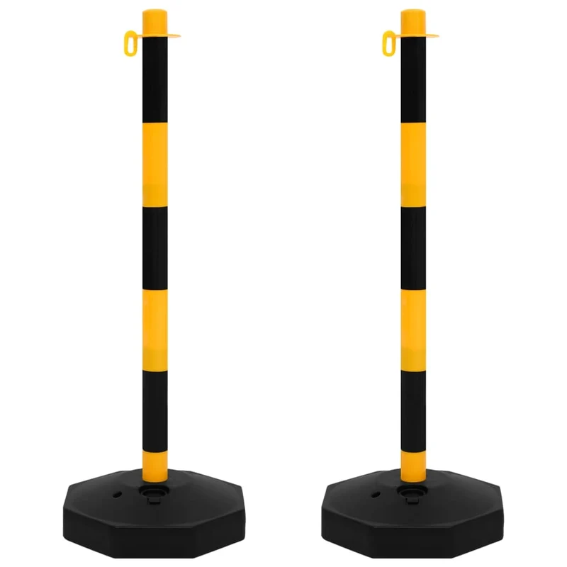 Set di Pali Stradali con Catena in Plastica Giallo e Nero di 10m 90cm Catena 10m