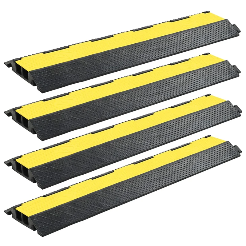 Dossi Passacavi Giallo e Nero 4 pz 2 Canali in Gomma Resistente 101,5 cm