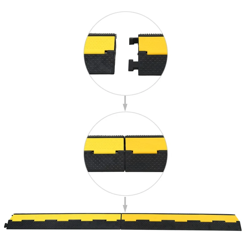 Dossi Passacavi Giallo e Nero 4 pz 2 Canali in Gomma Resistente 101,5 cm