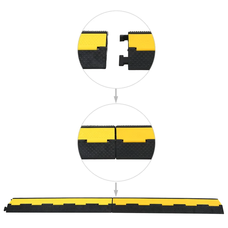 Dosso Passacavi 2 Canali in Gomma Giallo e Nero Design Modulare 101,5 cm