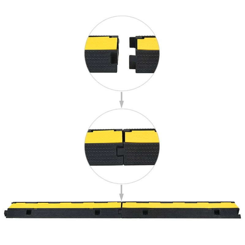 Dosso Passacavi Giallo e Nero con 1 Canale in Gomma Leggera Resistente 100 cm