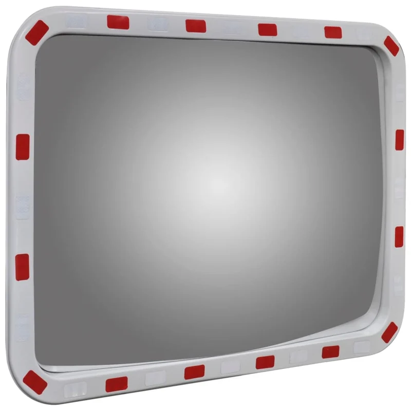 Specchio Traffico Convesso Rettangolare Bianco e Rosso 60x80 cm Catarifrangenti