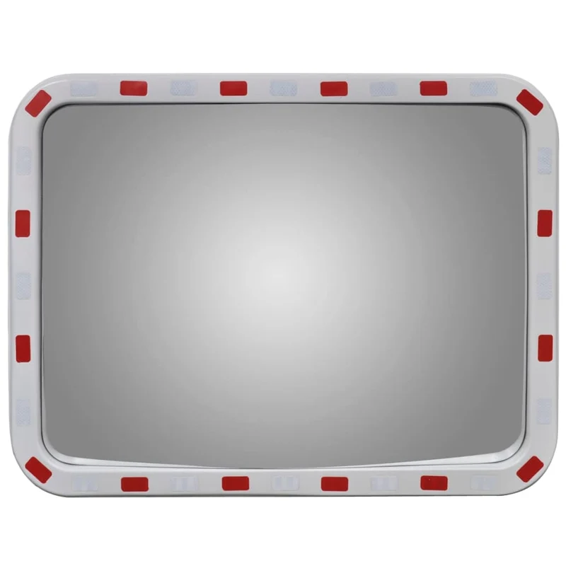 Specchio Traffico Convesso Rettangolare Bianco e Rosso 60x80 cm Catarifrangenti