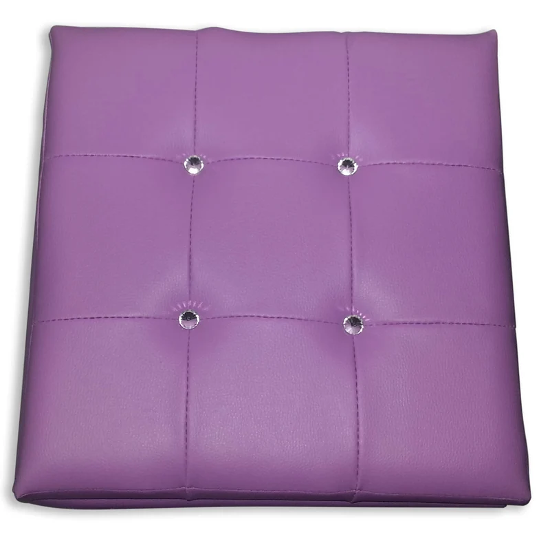 Cubo Pouf Contenitore in Similpelle e Cristalli Renier Lilla