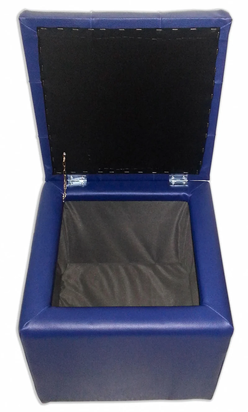 Cubo Pouf Contenitore in Similpelle e Cristalli Renier Blu