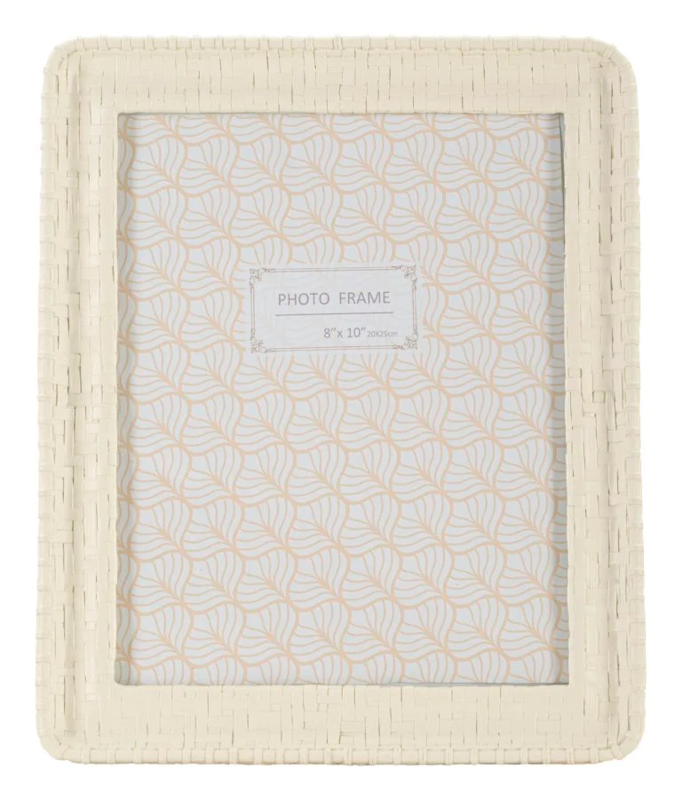 Cornice Bamboo Style 26x2x31 cm in Resina e Vetro Crema