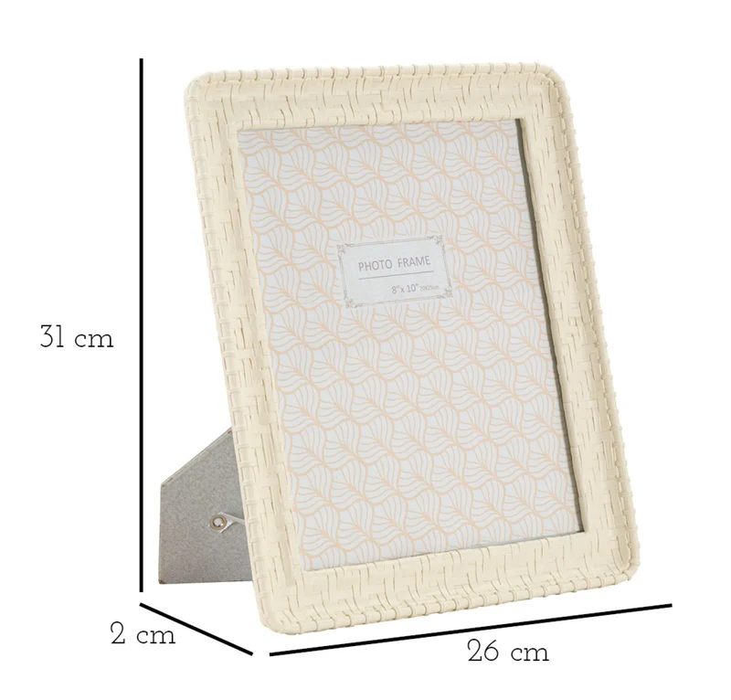 Cornice Bamboo Style 26x2x31 cm in Resina e Vetro Crema