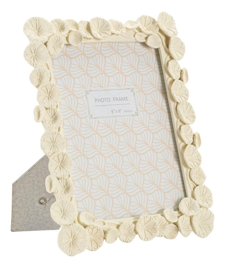Cornice Lotus 20,8x2x25,9 cm in Resina e Vetro Crema