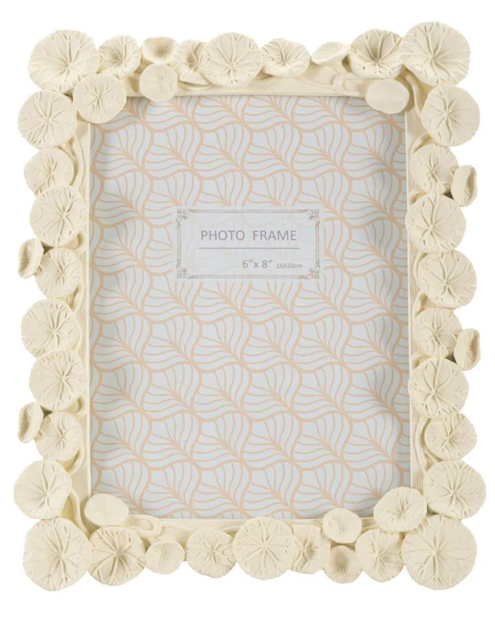 Cornice Lotus 20,8x2x25,9 cm in Resina e Vetro Crema