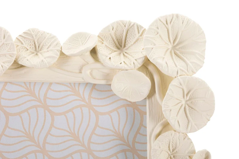 Cornice Lotus 20,8x2x25,9 cm in Resina e Vetro Crema
