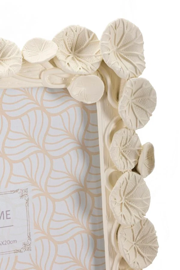 Cornice Lotus 20,8x2x25,9 cm in Resina e Vetro Crema