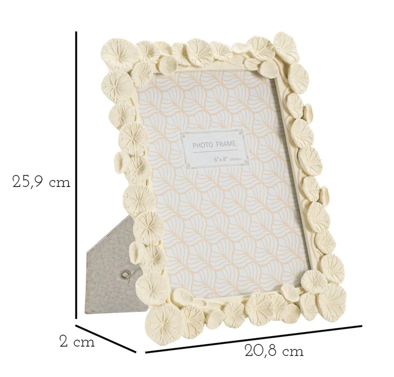 Cornice Lotus 20,8x2x25,9 cm in Resina e Vetro Crema