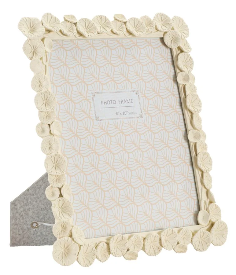 Cornice Lotus 25,8x2x31 cm in Resina e Vetro Crema