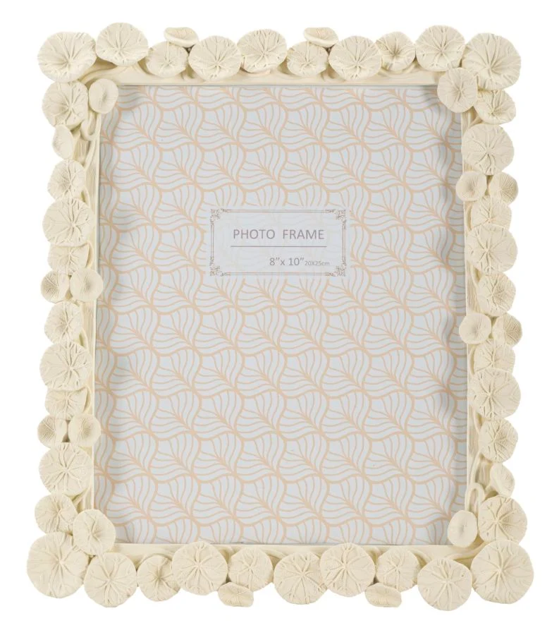 Cornice Lotus 25,8x2x31 cm in Resina e Vetro Crema