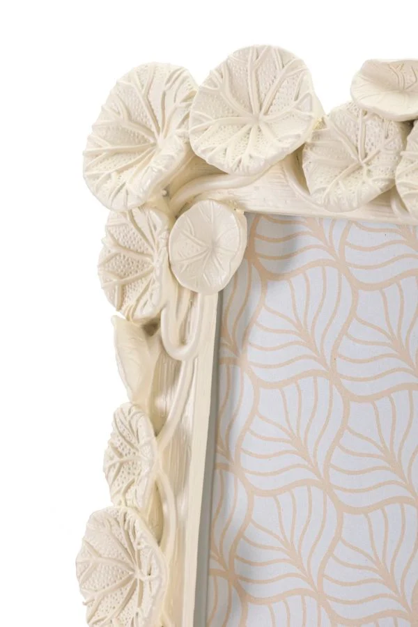 Cornice Lotus 25,8x2x31 cm in Resina e Vetro Crema