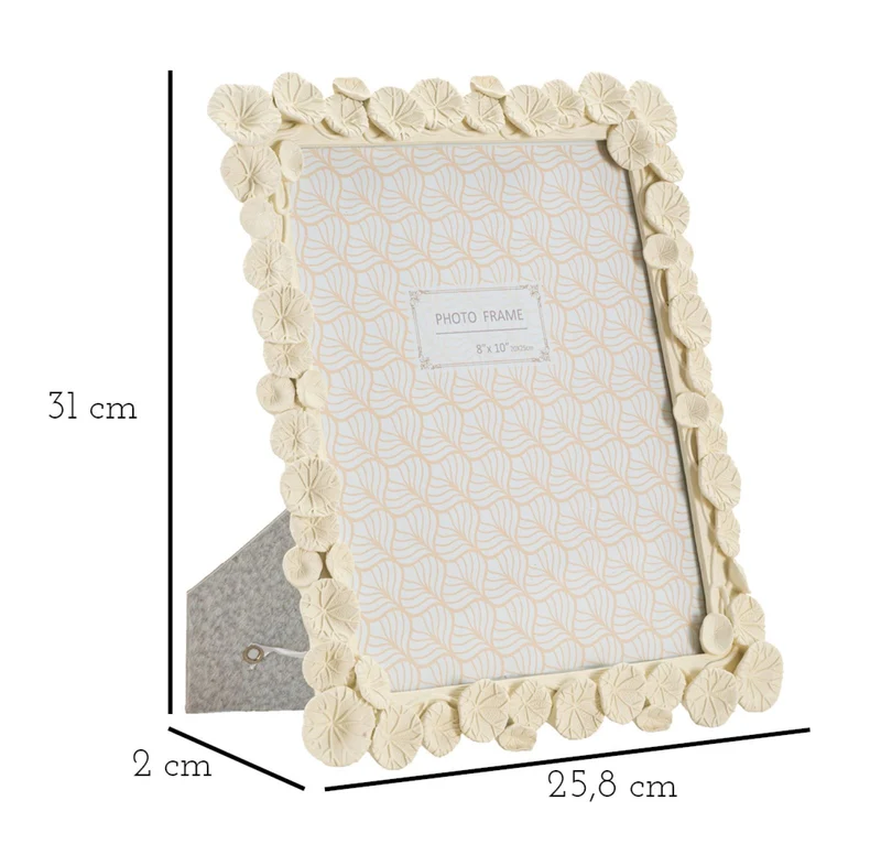 Cornice Lotus 25,8x2x31 cm in Resina e Vetro Crema