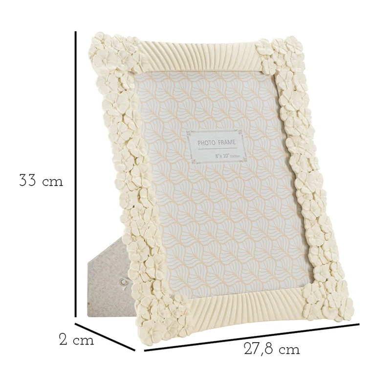 Cornice Cempalk 27,8x2x33 cm in Resina e Vetro Crema