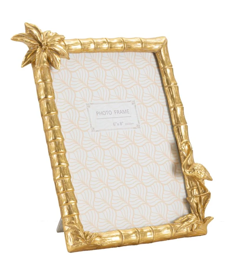 Cornice Flamingo 25x2,8x21 cm in Resina e Vetro Oro