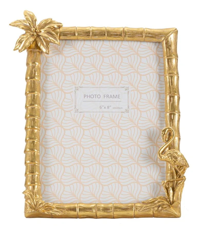 Cornice Flamingo 25x2,8x21 cm in Resina e Vetro Oro