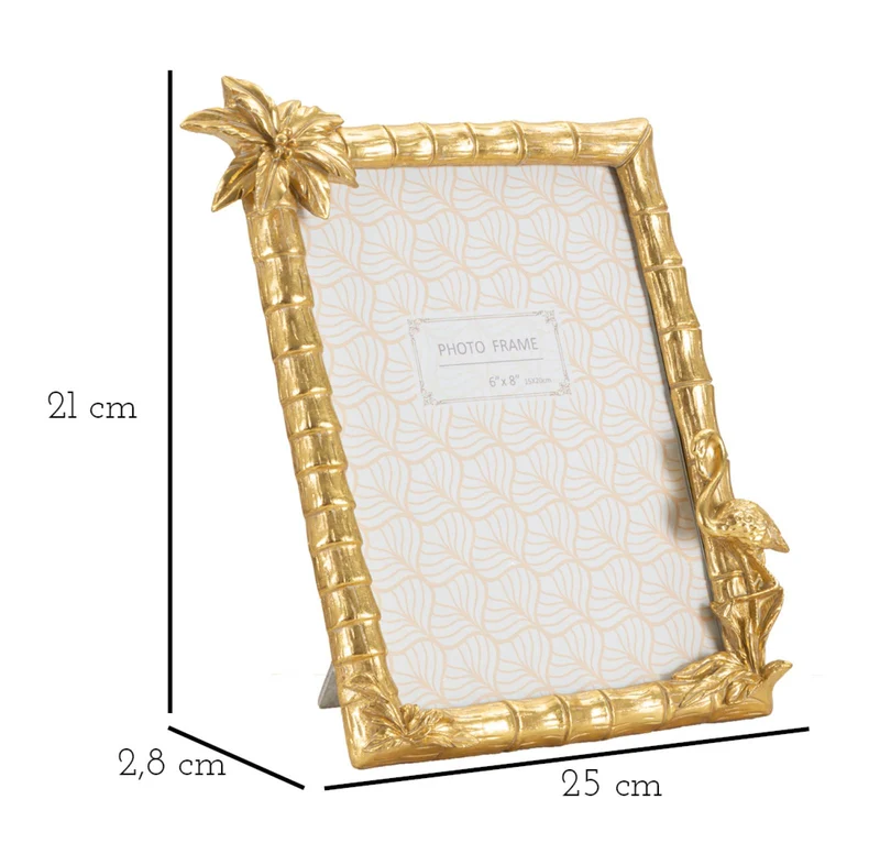 Cornice Flamingo 25x2,8x21 cm in Resina e Vetro Oro