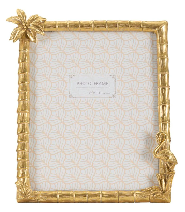 Cornice Flamingo 30x2,8x26 cm in Resina e Vetro Oro