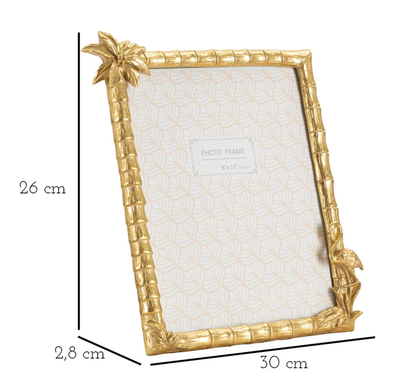Cornice Flamingo 30x2,8x26 cm in Resina e Vetro Oro