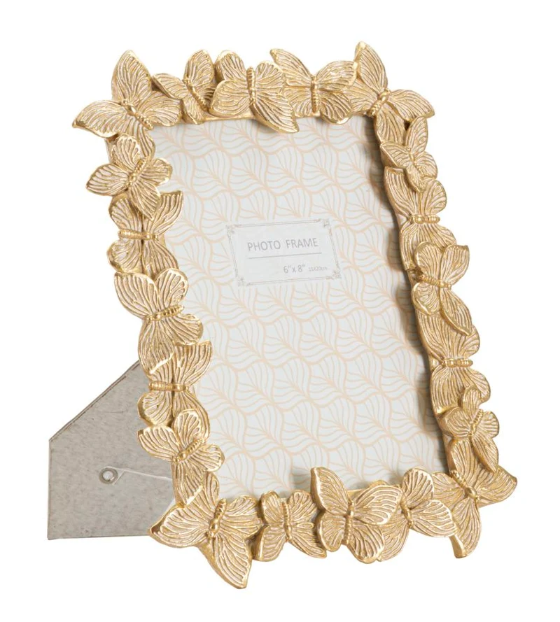 Cornice Farfalle Glod 22,3x2,3x27,8 cm in Resina e Vetro Oro