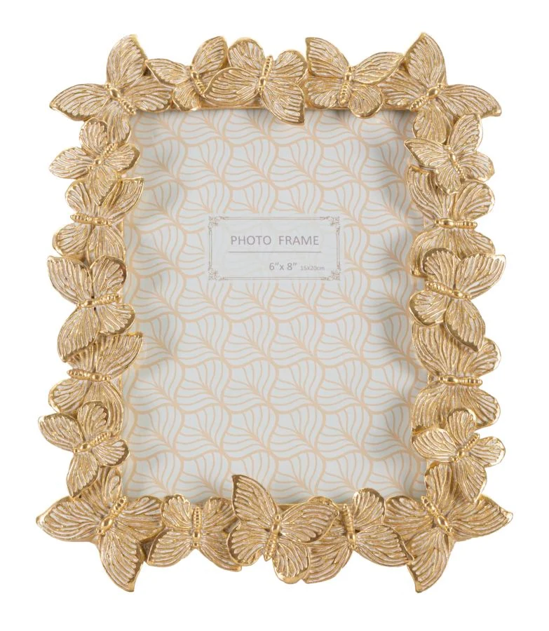Cornice Farfalle Glod 22,3x2,3x27,8 cm in Resina e Vetro Oro