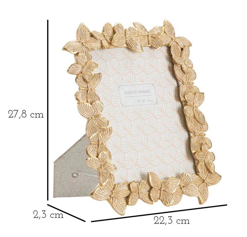 Cornice Farfalle Glod 22,3x2,3x27,8 cm in Resina e Vetro Oro