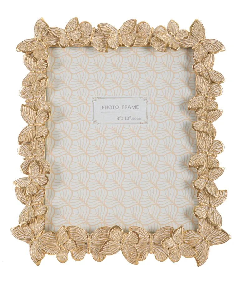 Cornice Farfalle Glod 27,5x2,6x32,5 cm in Resina e Vetro Oro