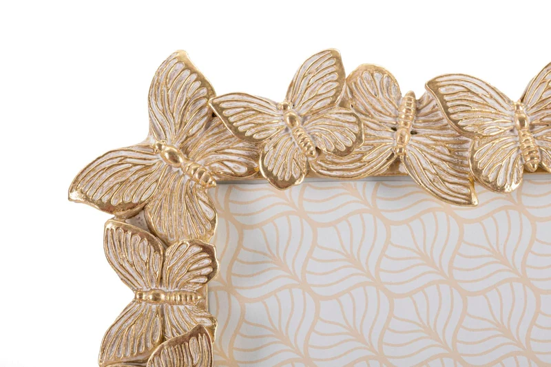 Cornice Farfalle Glod 27,5x2,6x32,5 cm in Resina e Vetro Oro