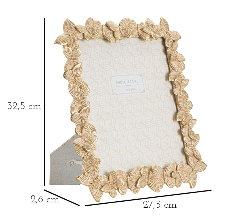 Cornice Farfalle Glod 27,5x2,6x32,5 cm in Resina e Vetro Oro