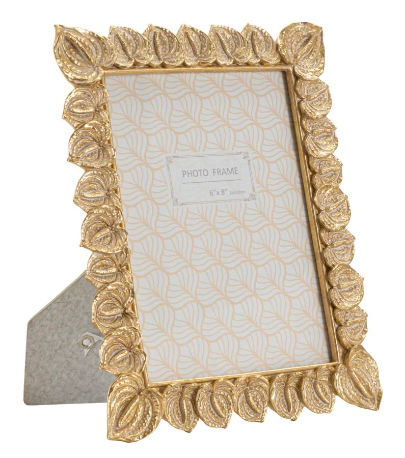Cornice Anthurium 20,5x2x26 cm in Resina e Vetro Oro