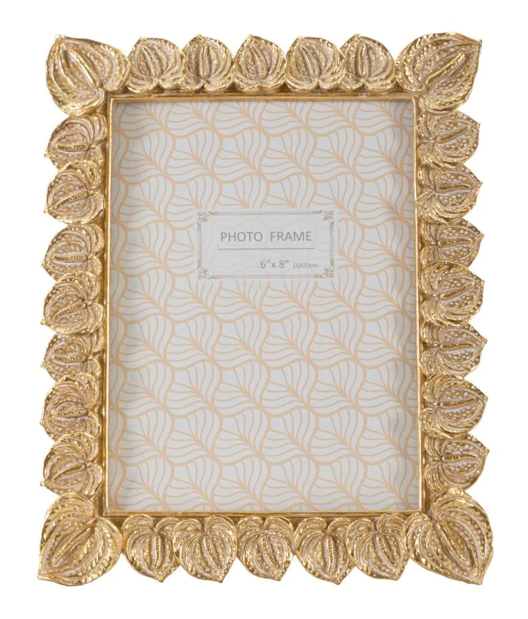 Cornice Anthurium 20,5x2x26 cm in Resina e Vetro Oro