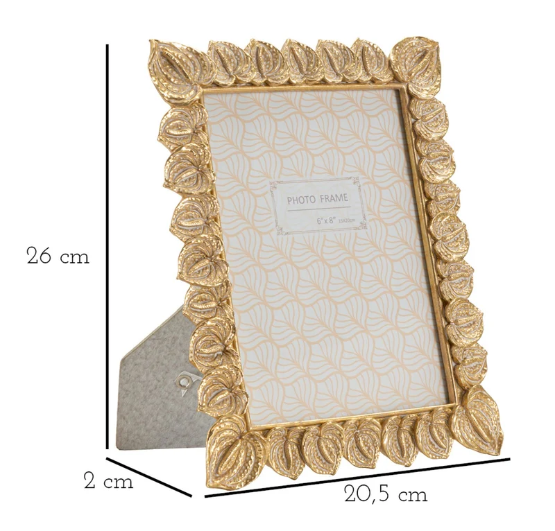 Cornice Anthurium 20,5x2x26 cm in Resina e Vetro Oro