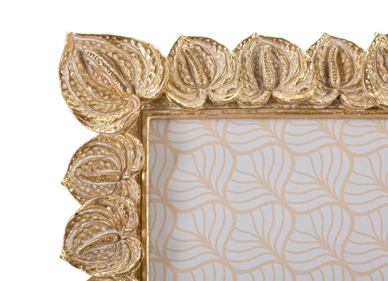 Cornice Anthurium 26x2x31 cm in Resina e Vetro Oro