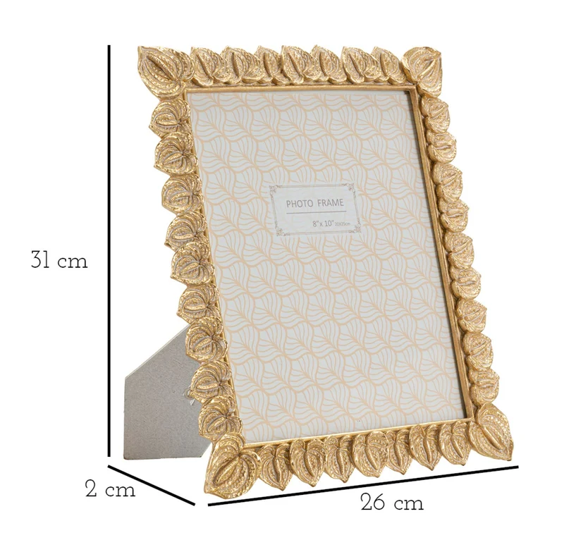 Cornice Anthurium 26x2x31 cm in Resina e Vetro Oro