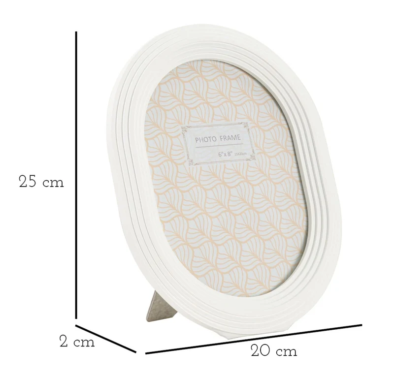 Cornice Ovally 20x2x25 cm in Resina e Vetro Bianco
