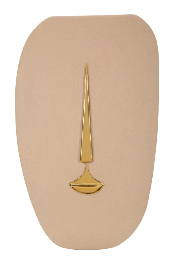 Decorazione Murale Lagos 25x6,5x39,5 cm in Ceramica Marrone e Oro