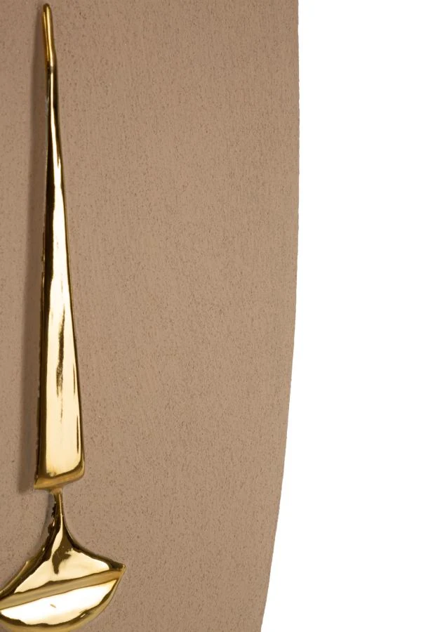 Decorazione Murale Lagos 25x6,5x39,5 cm in Ceramica Marrone e Oro