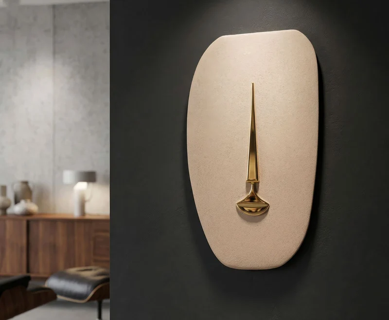Decorazione Murale Lagos 25x6,5x39,5 cm in Ceramica Marrone e Oro