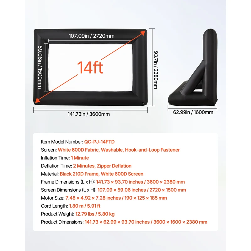 Opblaasbaar Projectiescherm – Outdoor met Blower en 16:9 Scherm