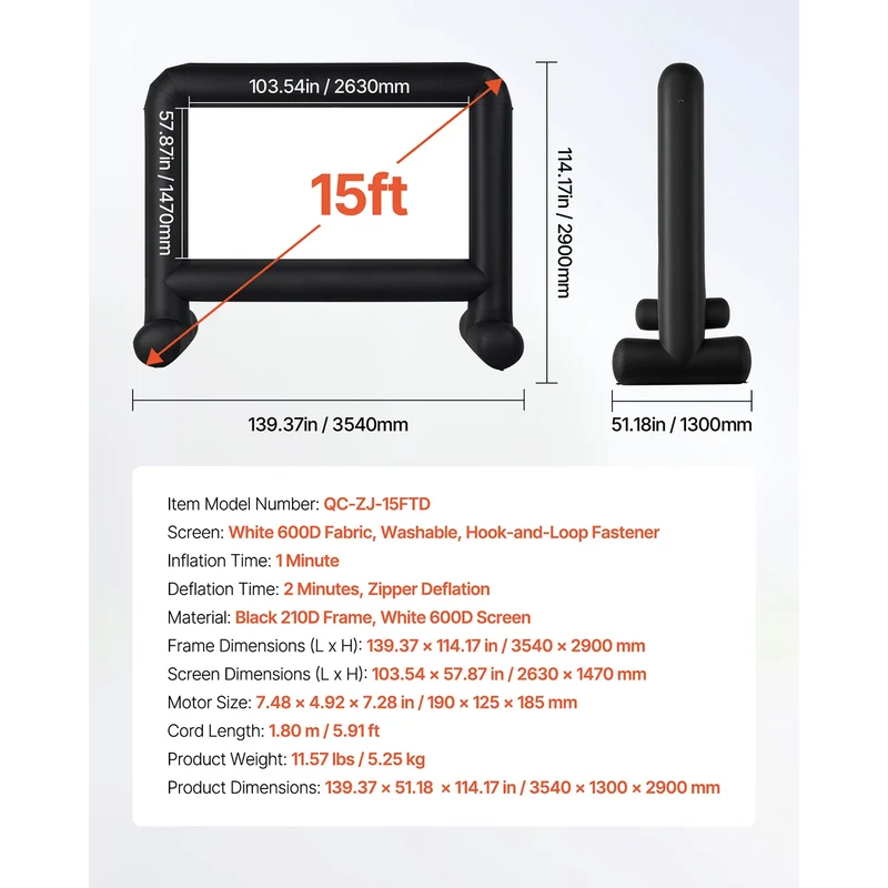 Opblaasbaar Projectiescherm – Outdoor met Blower en 16:9 Scherm
