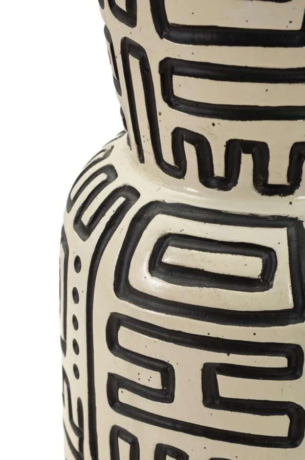 Vaso Resina Nairobi Ø16x86 cm in Resina Bianco e Nero