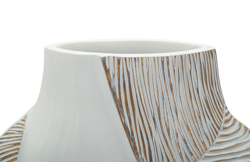 Vaso Resina Ho Chi Minh 27x11,5x31 cm in Resina Bianco effetto lavato
